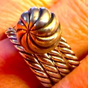 Authentic David Yurman Sterling Cable Ball Ring & Three Cable Stacking Rings